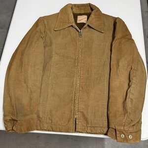 Vintage 70s Outerwear Corduroy Jacket Mens 42 Tan Sherpa Lined Full Zip Workwear